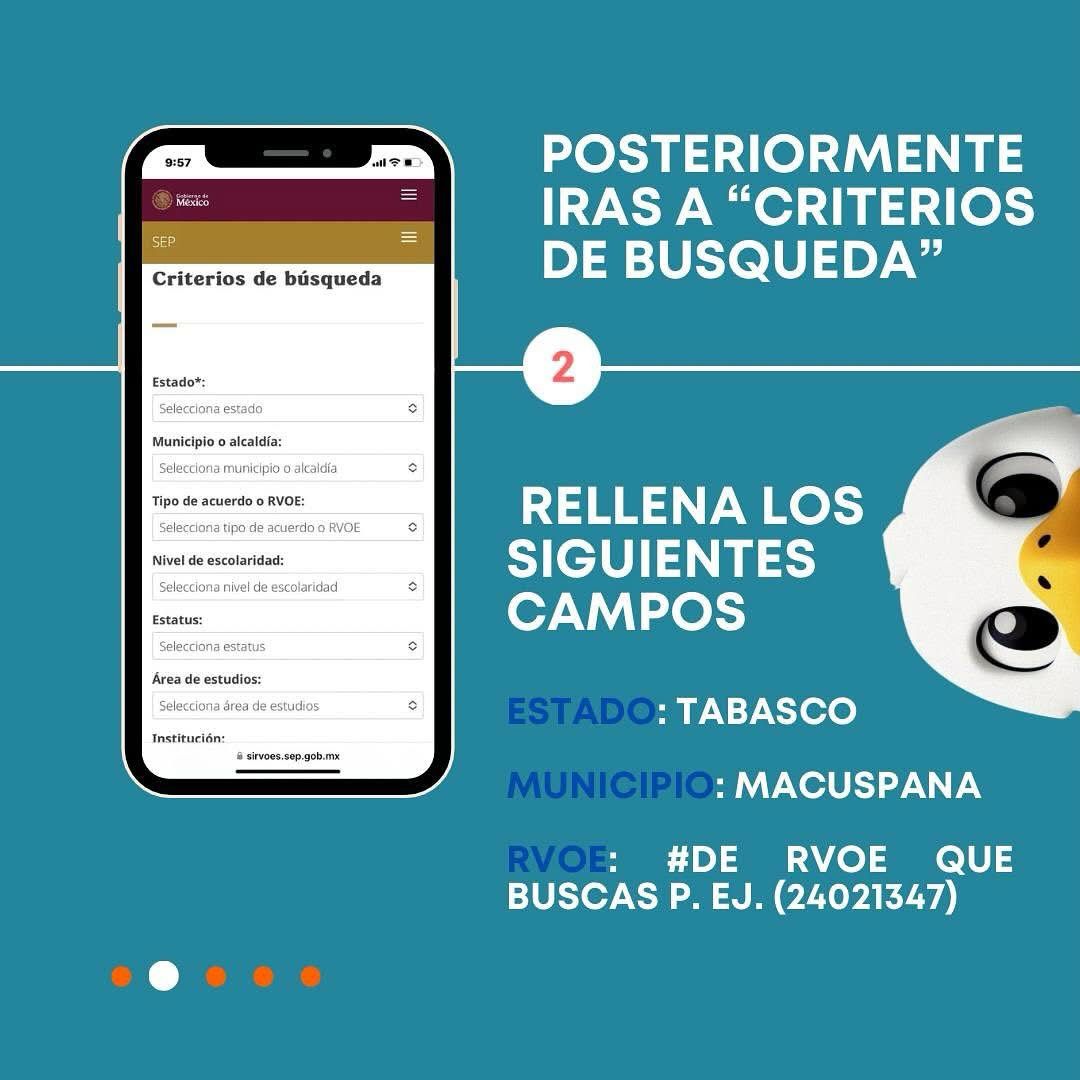 Paso 3 del tutorial para comprobar la validez de los RVOE de la UGS